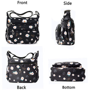 Women Nylon Floral Crossbody Bag Multi Pocket Shoulder Bag-Sun Flower