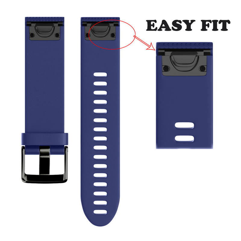 Watch Band For Garmin Fenix  Fenix 5S/ 5S Plus/6S/ 6S Pro Soft Silicone 20mm Replacement Strap Black Steel Buckle-Dark Blue