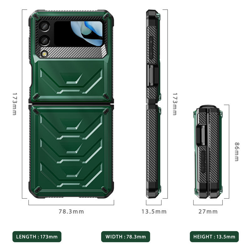 6.7inch Armored Full-Body Rugged Protection Case for Samsung Galaxy Z Flip 4-Army Green