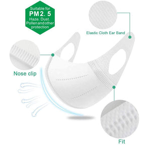 50pcs 3D Disposable Adults Face Mask Elastic Cloth Breathable Face Mask-White