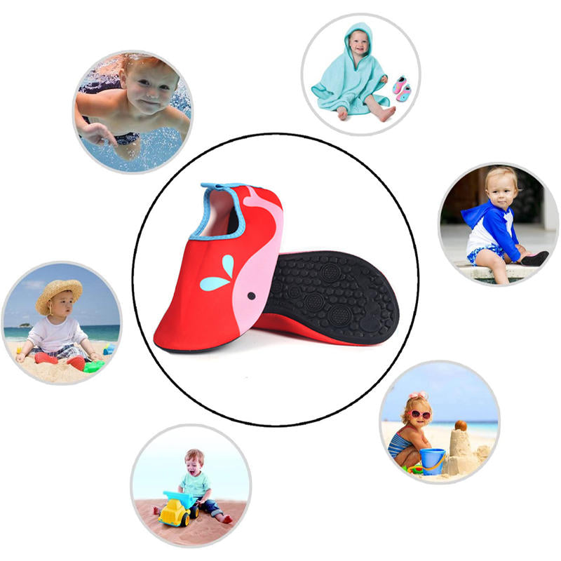 Baby Boys Girls Water Shoes Non-Slip Swim Shoes Barefoot Skin Aqua Socks for Beach-Red