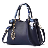 Womens Fashion Leather Purses and Handbags Top Handle Satchel Tote Bags-Dark Blue