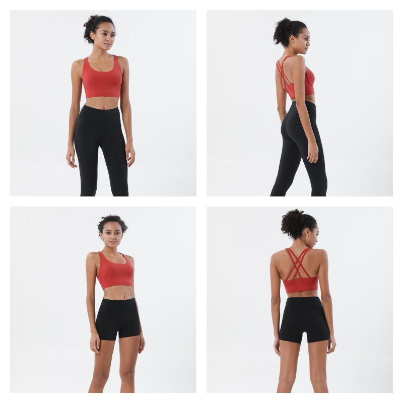 Comfort Sports Bra Push up Medium Support Yoga Tops Padded-Red