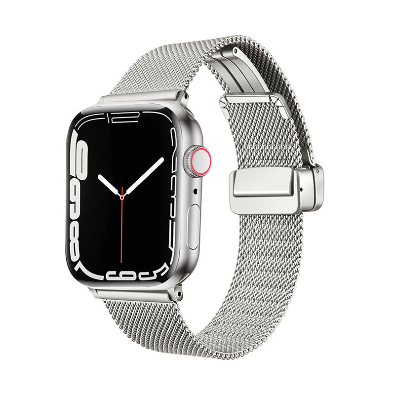 Fashion Magnetic Band Mesh Loop Metal Adjustable for Apple Watch-Silver