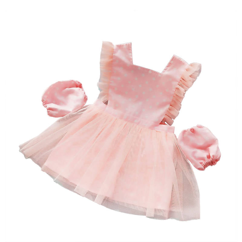 Girls Princess Dress Apron with Sleeves Covers for Cooking Painting-Pink Star