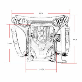 Rock Leather and Vintage Gothic Tote Punk Shoulder Belt Bag-Black