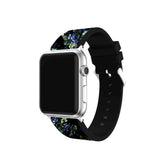 Flower Printing Silicone Watch Band For Apple Watch SE/6/5/4/3/2/1(Black Green)