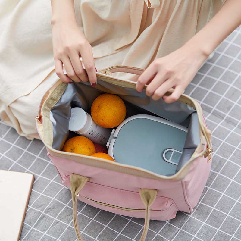 Fashion Portable Picnic Bento Bag Waterproof Oxford Cloth Lunch Bag-Orange