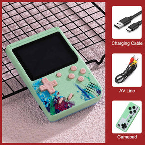 3.0inch Screen Retro Handheld Game Console 500 Classic FC Games Support to TV Output-Two Player-Green