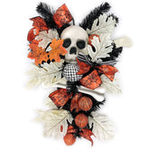 New Halloween Wreath Inverted Triangle with Skeleton Artificial Bone Ornaments Maple Leaf