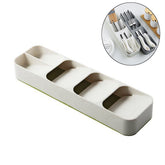 Compact Cutlery Organizer Kitchen Drawer Tray for Kitchen Drawer Holding Flatware Spoons Forks-White