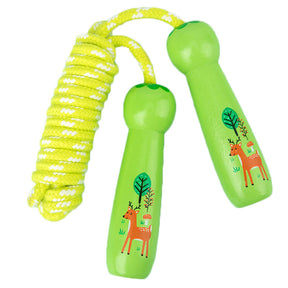 Kids Wooden Handle Jump Rope Adjustable for Outdoor Fun Activity-Green