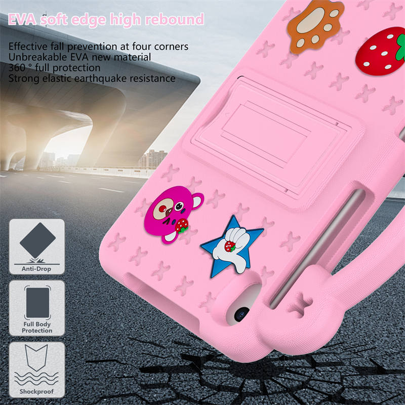 Strawberry Tablet Case with Shoulder Strap Stand for Samsung Galaxy Tab A 8.4 inch 2020-Pink