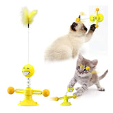 Springs Interactive Cat Toy with Feather Stick Suction Cup-Yellow