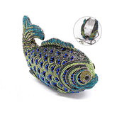 Mini Women Fish Evening Bags Crystal Clutch Purse Rhinestone Handbags with Chain-5