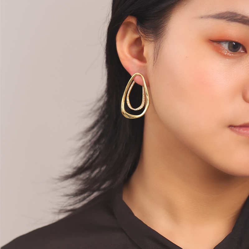 Double Hoop Curved Statement Earrings for Women