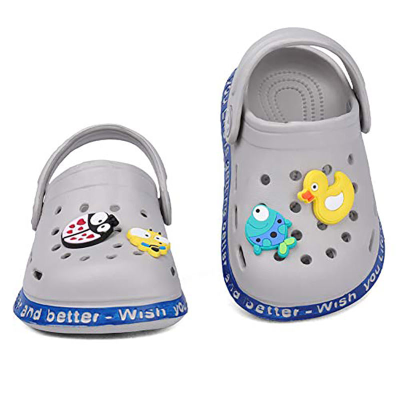 Childrens Clogs Boys Girls Soft Sandals Lightweight Non-Slip Shoes-Grey