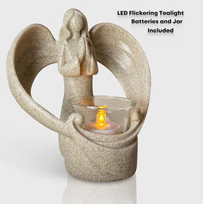 14cm Height Angel Memorial Gifts Tealight Candle Holder Bereavement Gifts Remembrance Gifts Angel Figurines with LED Flickering Candle