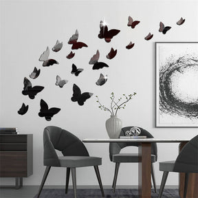 Removable Crystal Acrylic Mirror Butterfly Home Decoration Fashion Art Wall Stickers-Black