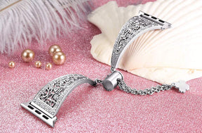 Hollow Retro Metal Watch Band With Diamond For Apple Watch SE/6/5/4/3/2/1(Silver)