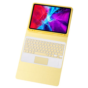 Keyboard Case For iPad with Touchpad Ultra Thin Silent With Numeric Bluetooth Wireless Keyboard Pen Slot-Yellow