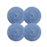 4 Pack Round Braided Placemats Washable Kitchen Table Mats for Home Wedding Party-Blue