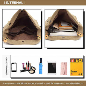 Women Canvas Bag Casual Backpack Vintage Shoulder Bag-Coffee