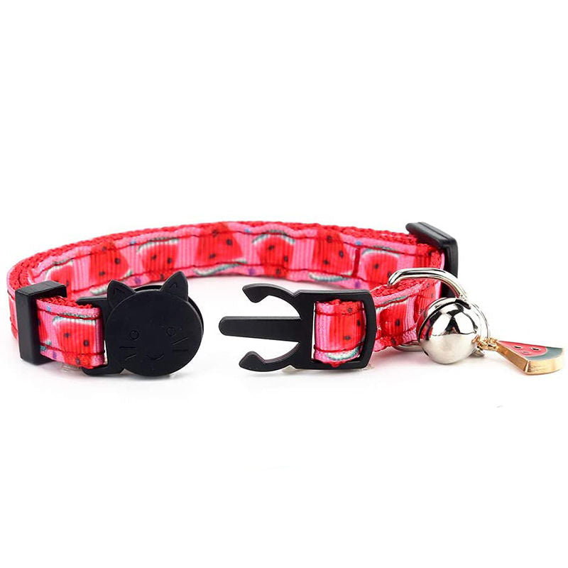 Breakaway Cat Collar with Bell Safety Adjustable Cat Collars-Watermelon