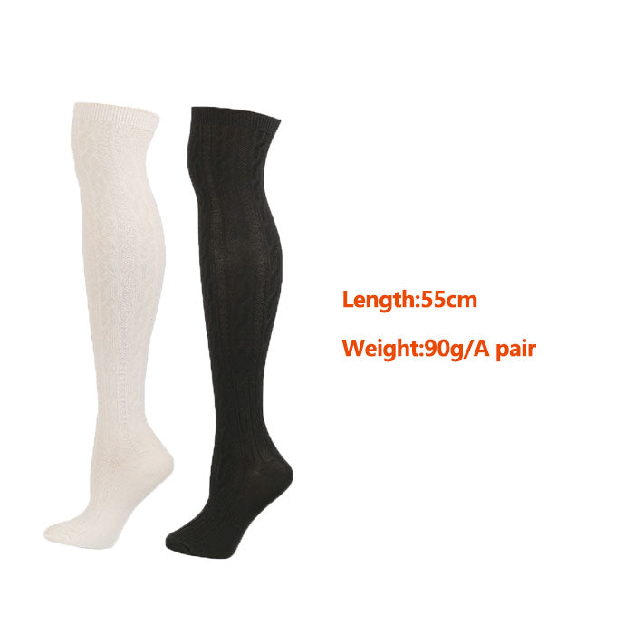 2Packs Women Extra Long High Socks Knit Warmers Thick Tall Long Boot Stockings Leg-WhiteBlack