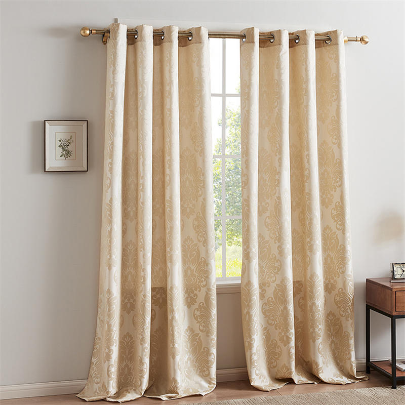 2 Panels Gothic Style Blackout Curtains Grommets Drapes-Apricot