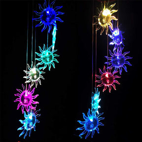 Sun Solar Wind Chimes Colors Changing Light for Garden Terrace-Red