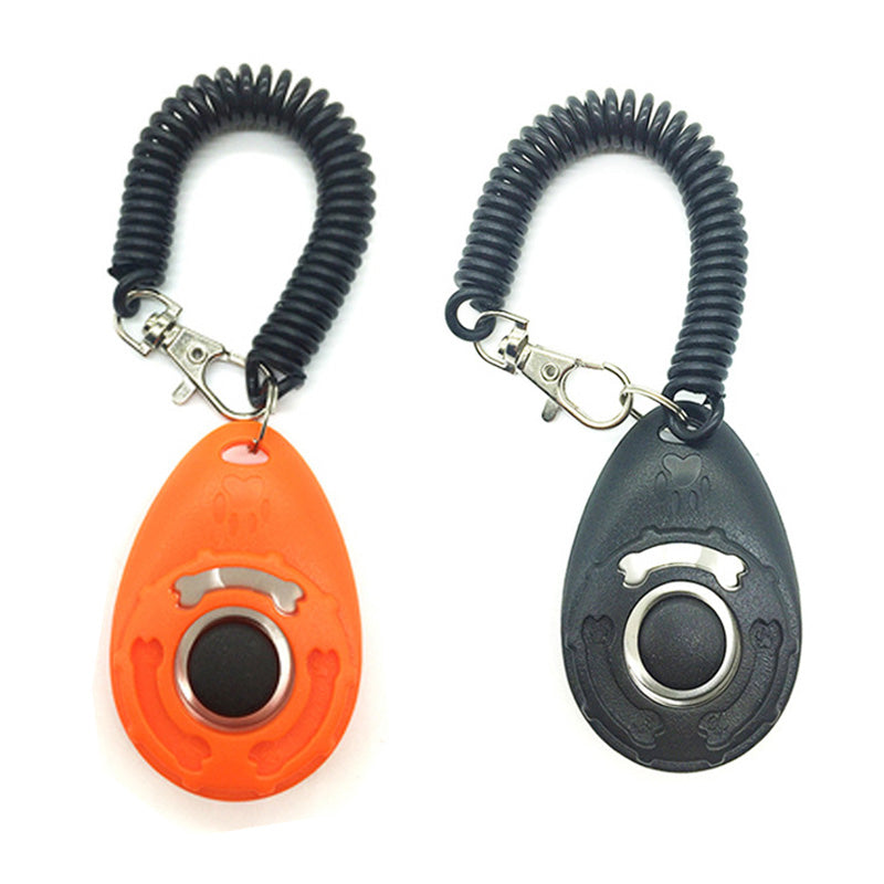 2Pcs Pet Training Clicker with Wrist Strap for Dog Training -Black + Orange