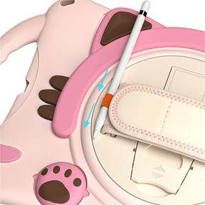 CatA iPad Silicone Case For iPad 10.2 Air10.5 Pro10.5 Built-in Handle Stand With a Strap-Pink