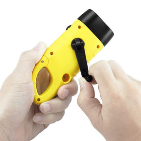 2 Pcs Hand Crank Solar Powered Flashlight Emergency Rechargeable LED Flashlight-Yellow