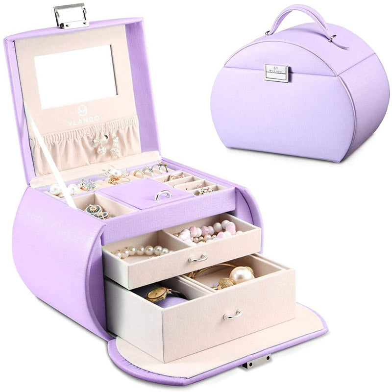 Princess Style Jewelry Box Multi-layer Large Capacity Fabulous Girls Gift-Taro Purple
