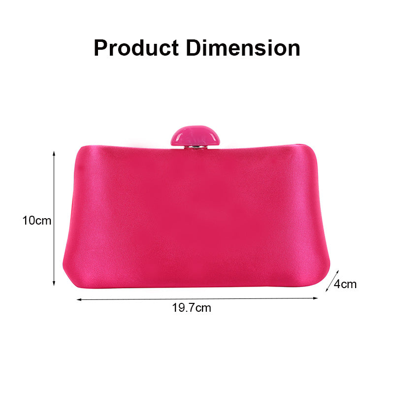 Womens Simple Solid Color Handbag Square Bag with Chain-RoseRed