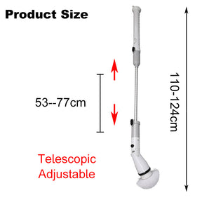 Electric Spin Scrubber Adjustable Long Extension Handle with 4 Replaceable Brush Heads-Grey