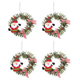 4 Pcs Santa Claus Pine Wreaths for Front Door Christmas Holiday Indoor