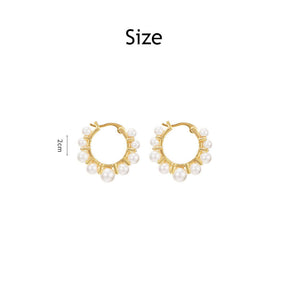 Womens Lightweight Artificial Pearl Gold Plated Hoop Earrings Jewelry Gifts