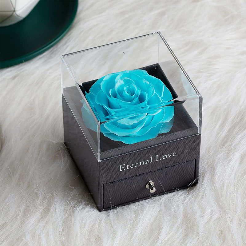 Preserved Flower Rose Gift Box for Valentines Day Anniversary Wedding-Tiffany  Blue