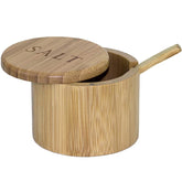 Totally Bamboo Salt Box Bamboo Storage Box with Magnetic Swivel Lid Salt Engraved on Lid with Bamboo Spoon