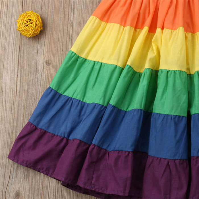 Baby Girls Rainbow Dress Toddler Princess Sleeveless Summer Dress Beach Tutu-Purple