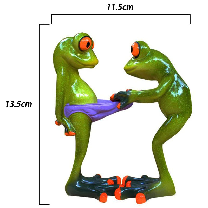 Frog Figurines Statue Creative Funny Green Frog Sculpture for Home Desk Bathroom Decoration