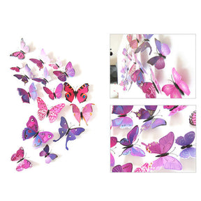3D Vivid Butterfly Wall Stickers Fridge Magnet Decoration for Room Background-H003 Purple