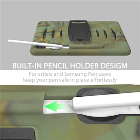 Shock Wave Kickstand Case Anti-Fall Protection With Pencil Holder For Samsung Tab S6 10.5inch T860/T865/T867(2019)-Camouflage