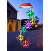 Sun Solar Wind Chimes Colors Changing Light for Garden Terrace-Red