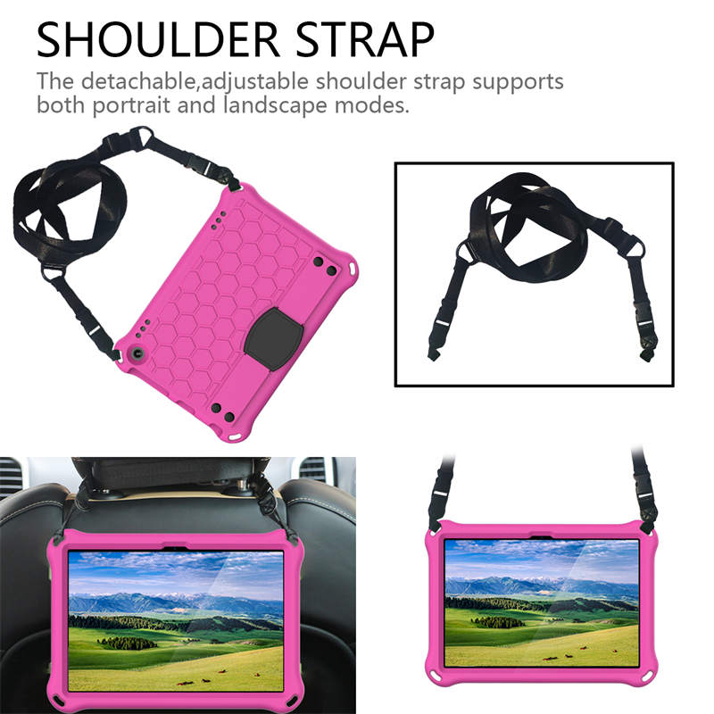 Hive Kindle Fire HD8/HD8 Plus (2020) Tablet Case Durable Stand Cover With Shoulder Strap-RoseBlack