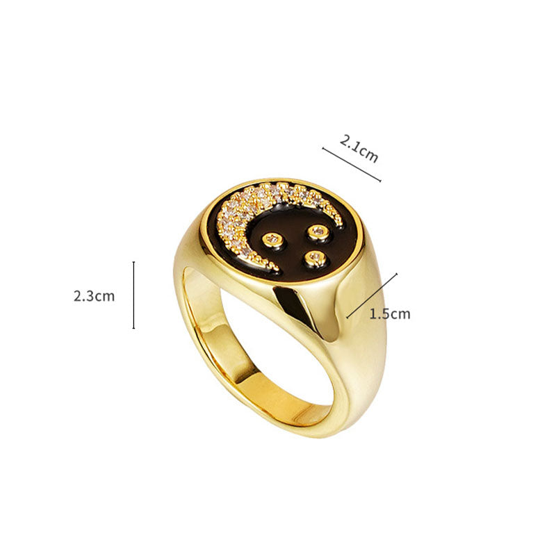 Fashion Moon Round Rings Party Jewelry for Women-Gold