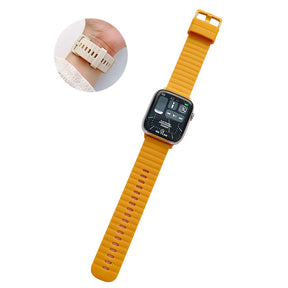 Silicone Wave Pattern Watch Band Compatible with Apple Watch- Yellow