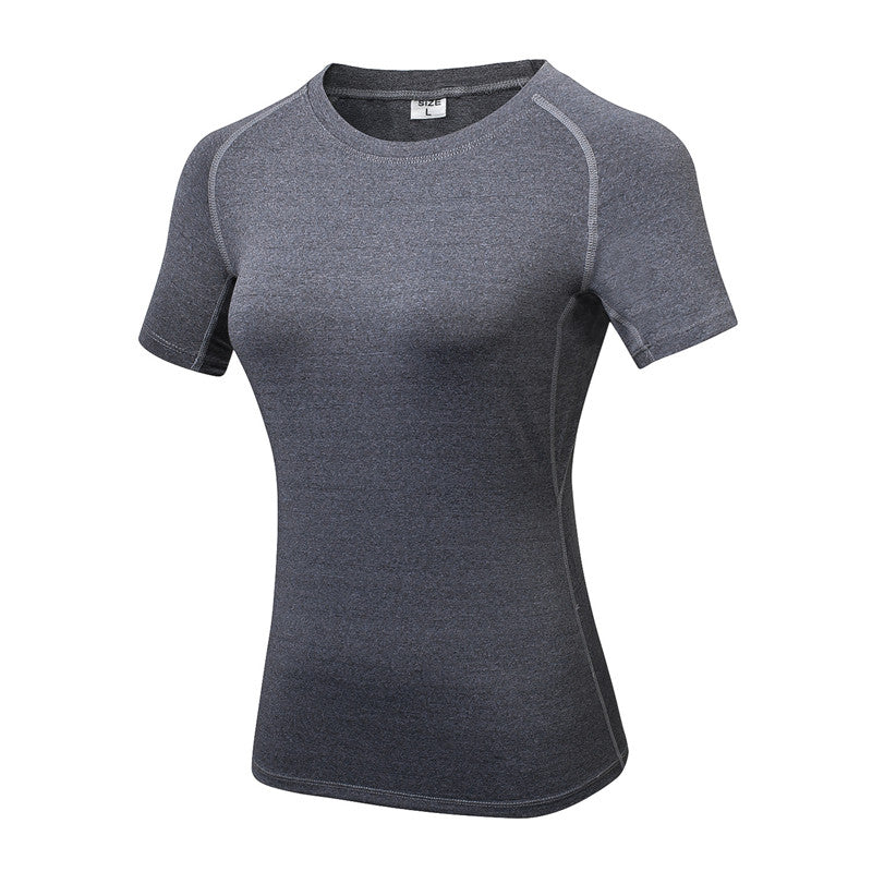 Adore Women Pro Short Sleeve T-Shirt Tight Elasticity Perspiration Quick Drying Yoga Tops For Training Running Fitness 2013-Gray